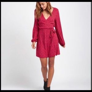 Billabong Boho Red floral long sleeve dress